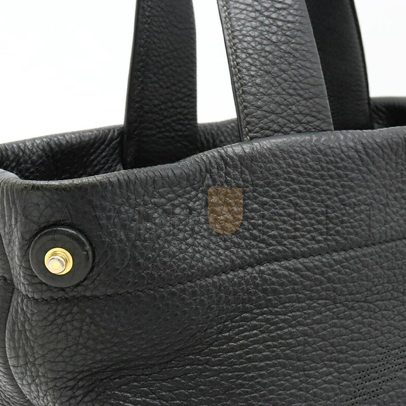 PRADA PERFORATED SMALL LEATHER TOTE BAG BLACK 1BC384 (32*24*14cm) 